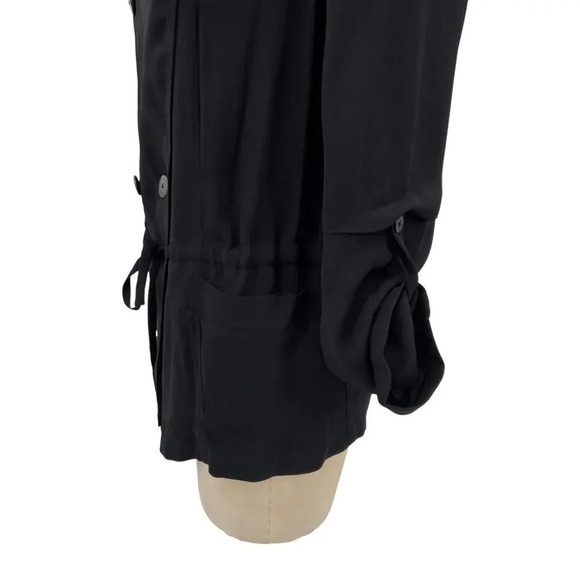 Aritzia Babaton Hamelin Jacket Crepe Draped Button Drawstring Black Size XS - Picture 7 of 12